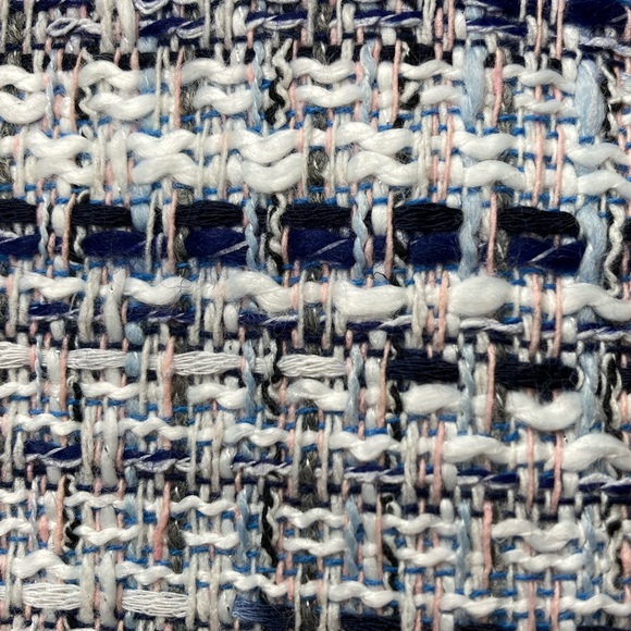 MINA SELF White & Blue Tweed Plaid w/Gold Ornate Buttons & Filly Trim Blazer, 2X - Picture 16 of 16